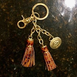 Brahmin Toasted Almond Double Tassel Keychain Charm